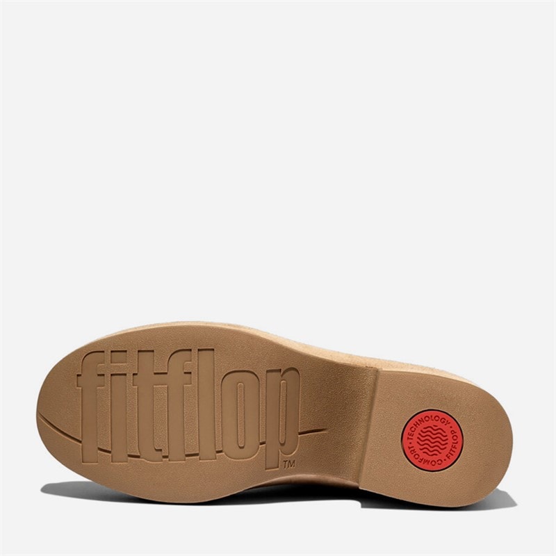 FitFlop Dame Platform Slouch Ruskind Hælede Støvler Desert Tan - Billede 2