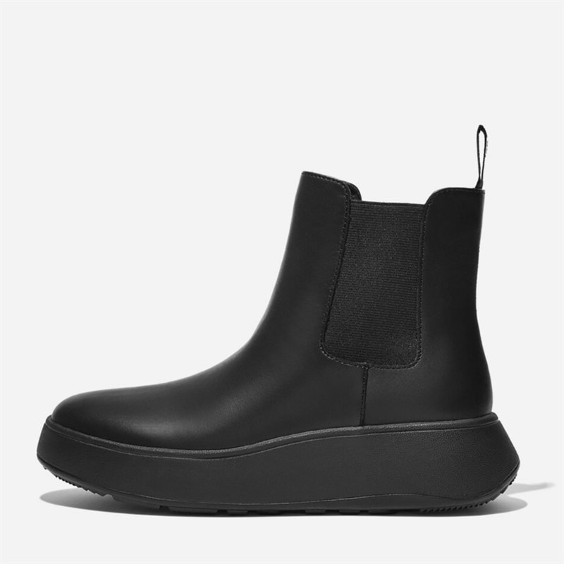 FitFlop Dame Læder Flatform Chelsea Støvler All Black