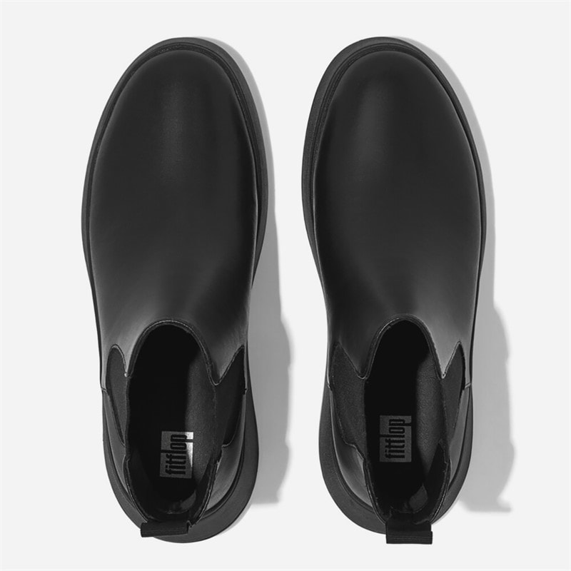 FitFlop Dame Læder Flatform Chelsea Støvler All Black - Billede 3