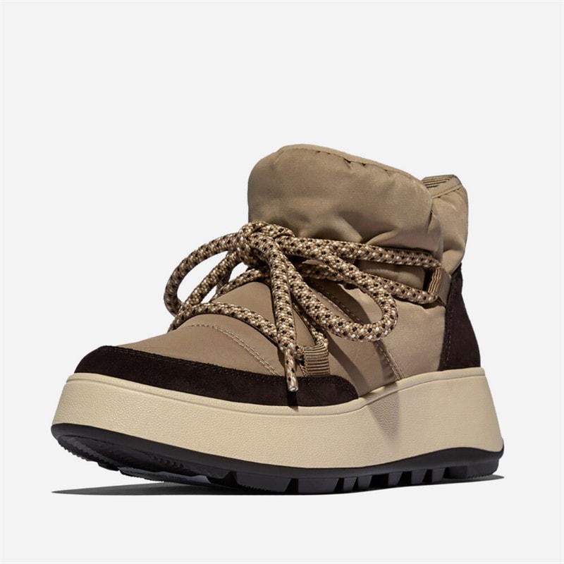 FitFlop Dame F-Mode Biofleece Mesh Flatform Støvletter Taupe