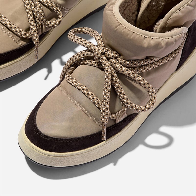 FitFlop Dame F-Mode Biofleece Mesh Flatform Støvletter Taupe - Billede 4