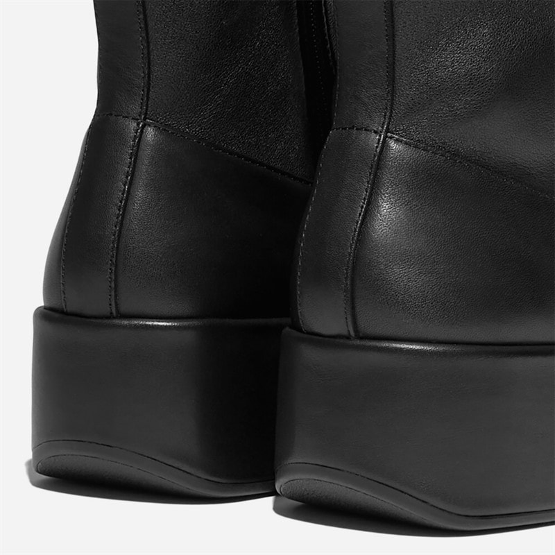 FitFlop Dame F-Luma Stretch Læder Demi Kile Midten af Læggen Støvler Sort - Billede 3