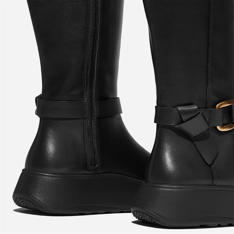 FitFlop Dame F-Mode Firkantet Ring Flatform Høje Støvler Sort - Billede 3