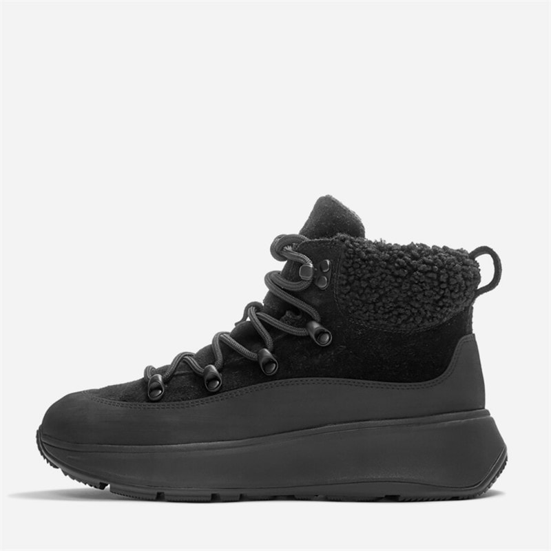 FitFlop Dame F-Mode Teddy krave Snøre støvletter All Black