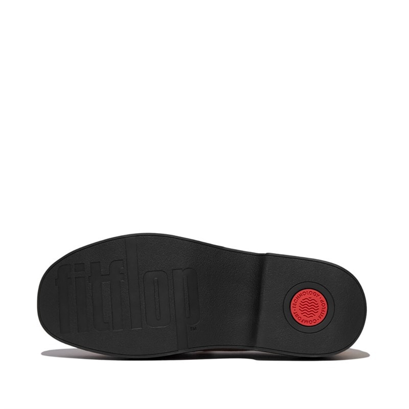 FitFlop Dame firkantet kæde ruskind demi kile loafers Classic Beige - Billede 4