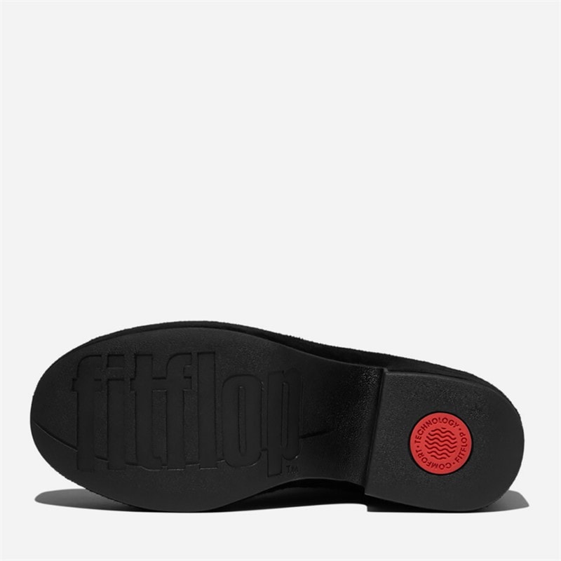 FitFlop Dame Platform Slouch Ruskind Hælede Støvler All Black - Billede 2