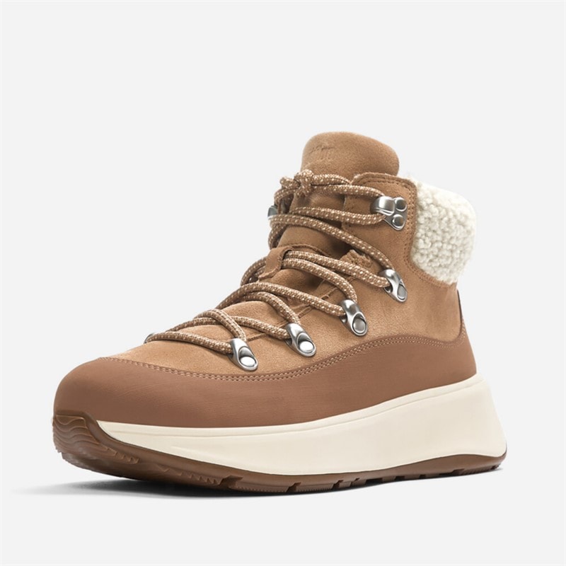 FitFlop Dame F-Mode Teddy krave Snøre støvletter Desert Tan