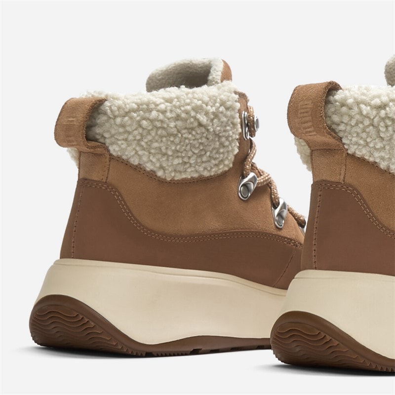 FitFlop Dame F-Mode Teddy krave Snøre støvletter Desert Tan - Billede 3