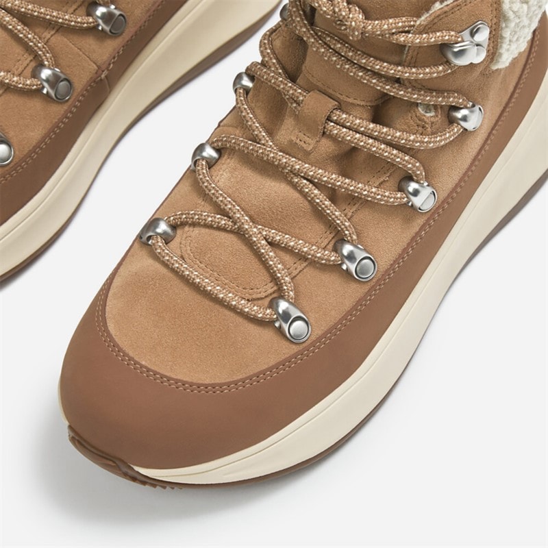 FitFlop Dame F-Mode Teddy krave Snøre støvletter Desert Tan - Billede 4