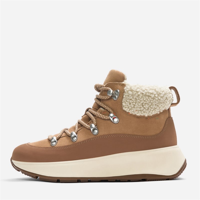 FitFlop Dame F-Mode Teddy krave Snøre støvletter Desert Tan - Billede 5