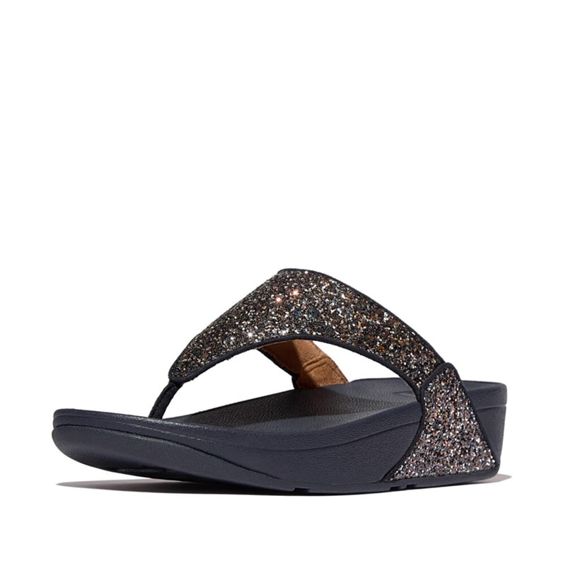FitFlop Dame Lulu Multi Tonal Glitter Tå Rem Sandaler Midnight Navy Mix - Billede 2