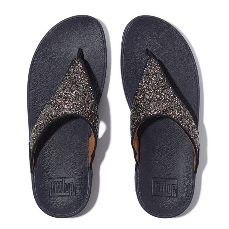 FitFlop Dame Lulu Multi Tonal Glitter Tå Rem Sandaler Midnight Navy Mix - Billede 3