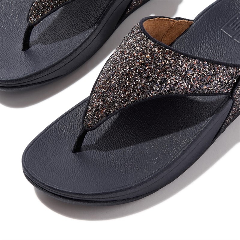 FitFlop Dame Lulu Multi Tonal Glitter Tå Rem Sandaler Midnight Navy Mix - Billede 4