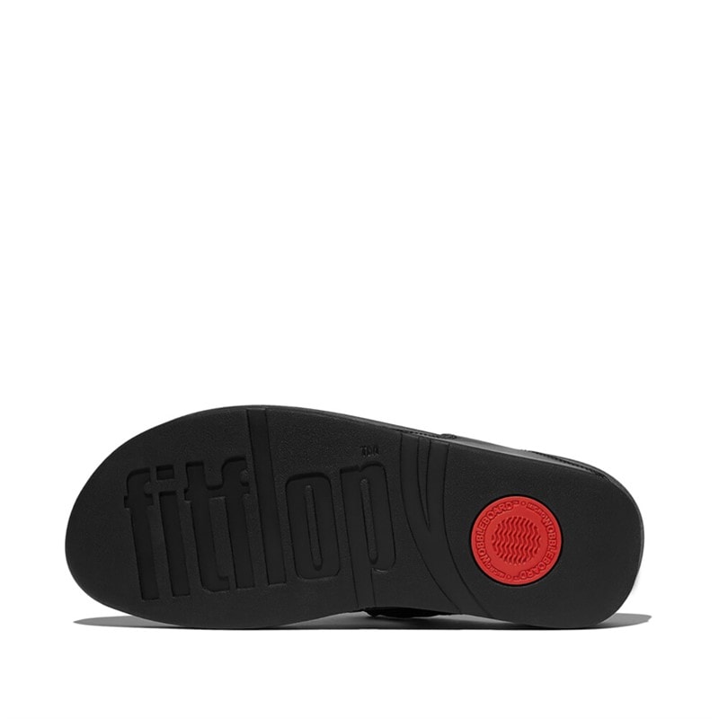 FitFlop Dame Lulu Glitz Sløjfe Læder Tå Rem Sandaler All Black - Billede 5
