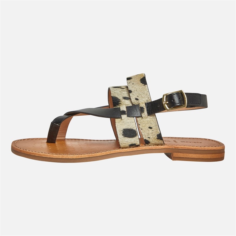 GEOX Dame Maddalusia Flade Sandaler Sort / Hvid - Billede 2