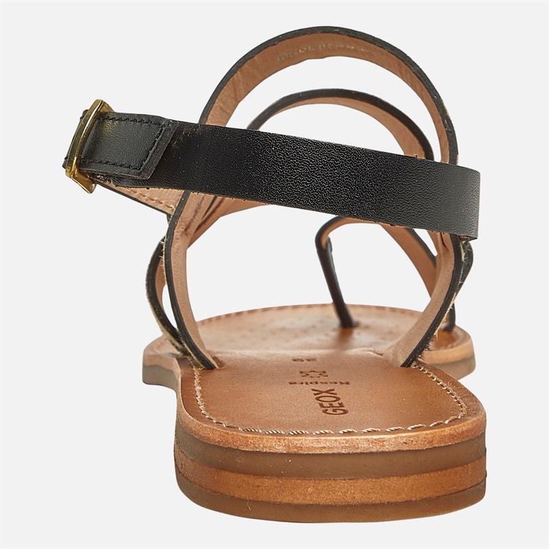 GEOX Dame Maddalusia Flade Sandaler Sort / Hvid - Billede 4