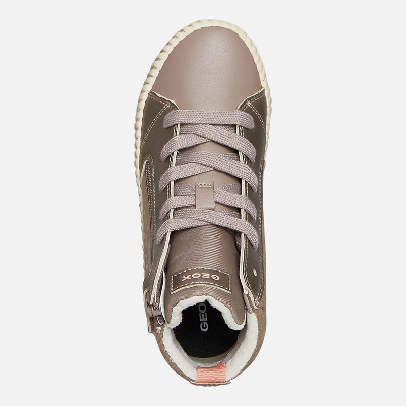 GEOX Piger Mirroless Lyn Hi Top Træningssko Dark Beige - Billede 4