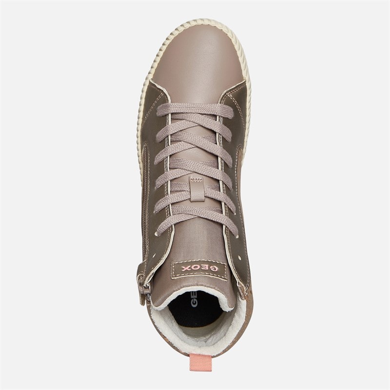 GEOX Junior Piger Mirroless Lyn Høj Top Træningssko Dark Beige - Billede 4