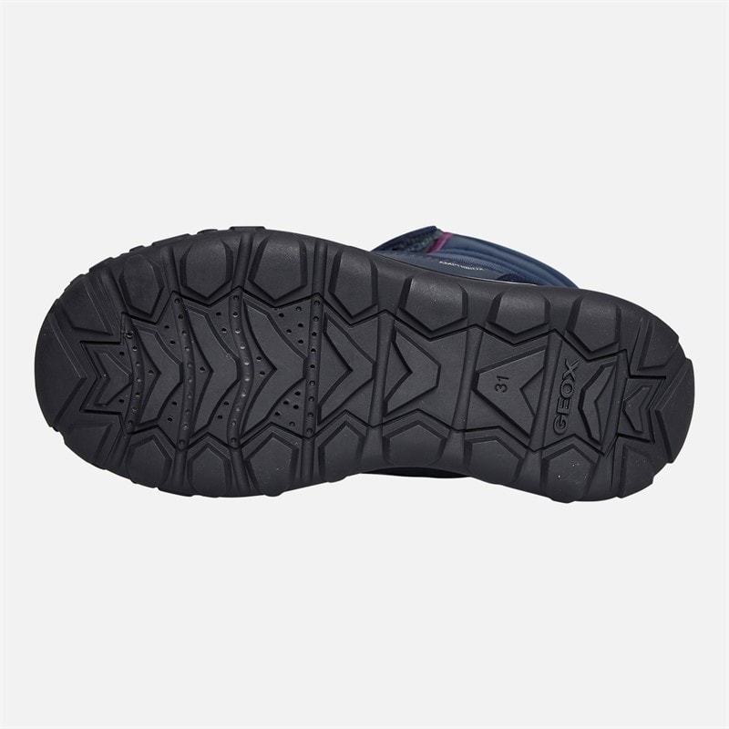 GEOX Piger Trekkyup Dobbelt Rem Pelsforet Støvler Navy/Lilla - Billede 2