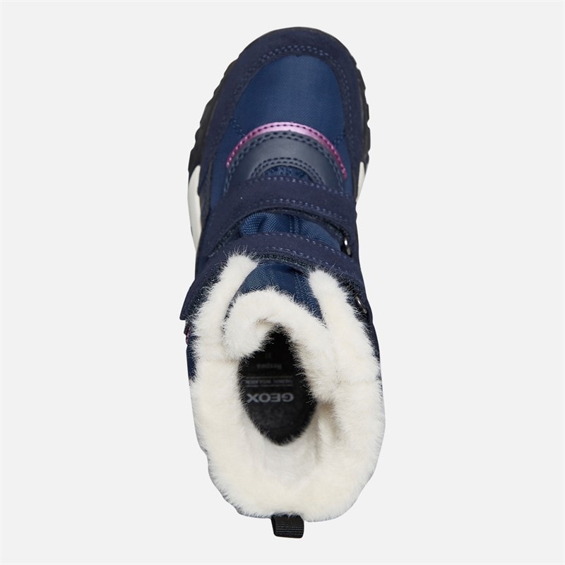 GEOX Piger Trekkyup Dobbelt Rem Pelsforet Støvler Navy/Lilla - Billede 4