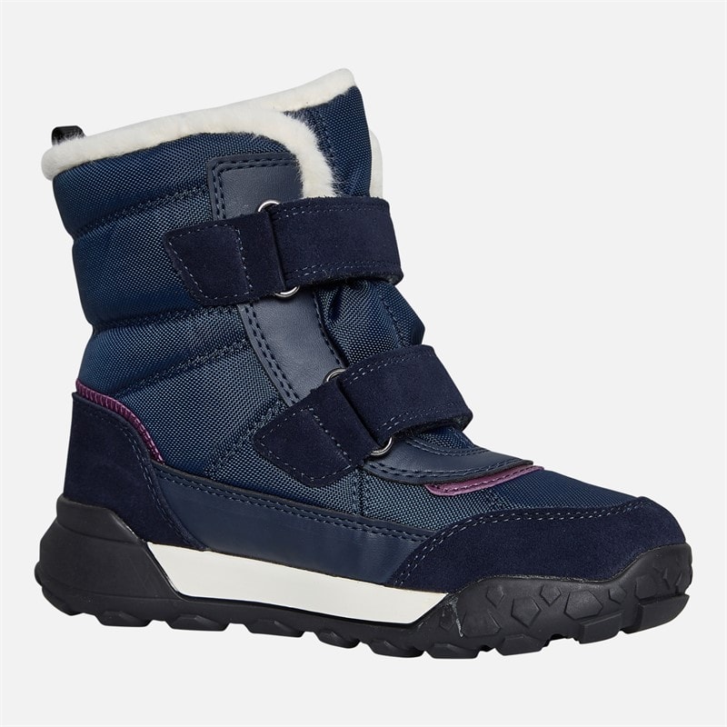 GEOX Piger Trekkyup Dobbelt Rem Pelsforet Støvler Navy/Lilla - Billede 5