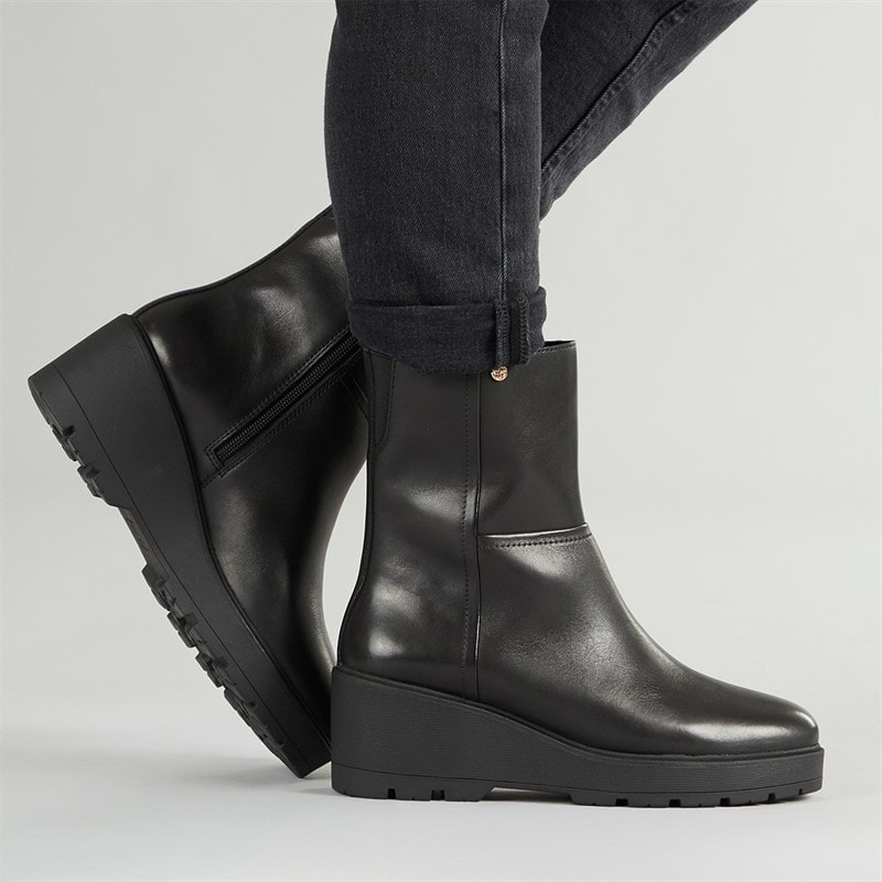 GEOX Dame Miereille Wedge Hæl Ankel Støvler Sort - Billede 5