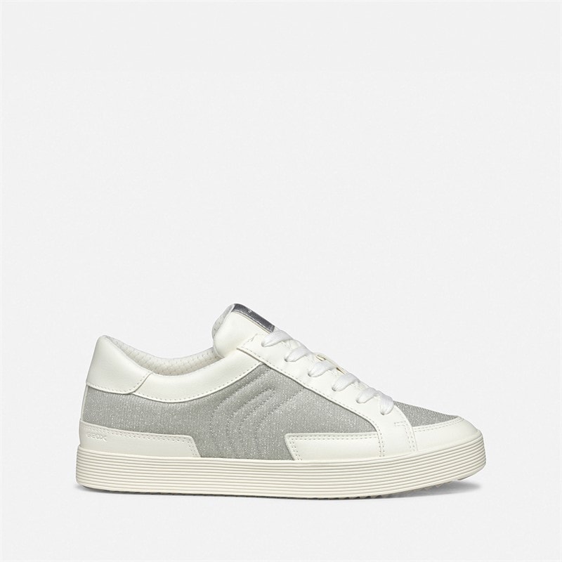 GEOX Dame Blomiee Metallic Træningssko Silver/Optic White