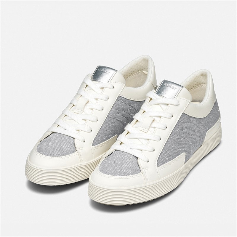 GEOX Dame Blomiee Metallic Træningssko Silver/Optic White - Billede 3