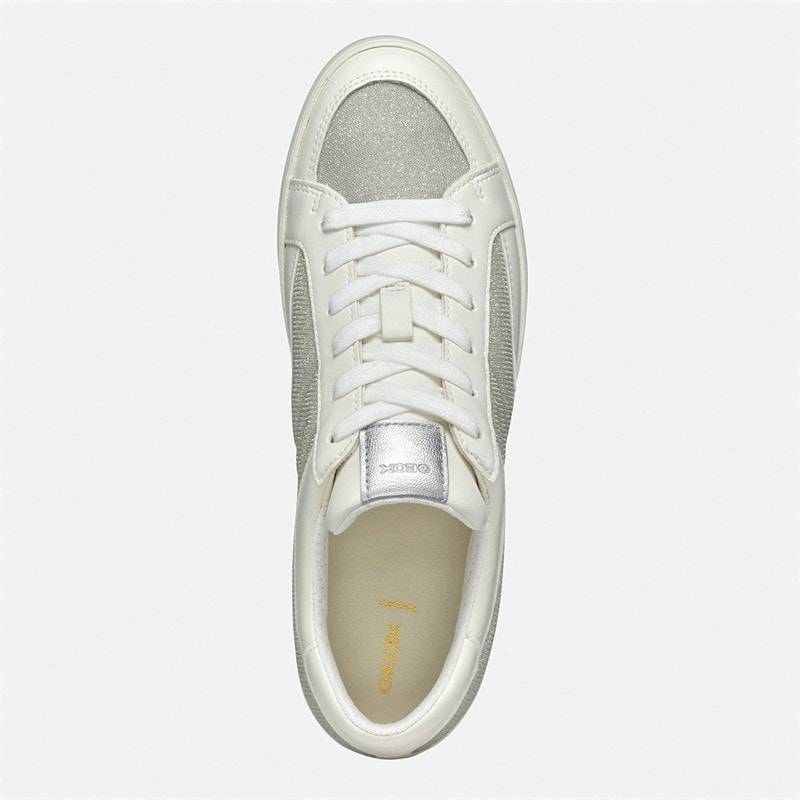 GEOX Dame Blomiee Metallic Træningssko Silver/Optic White - Billede 4