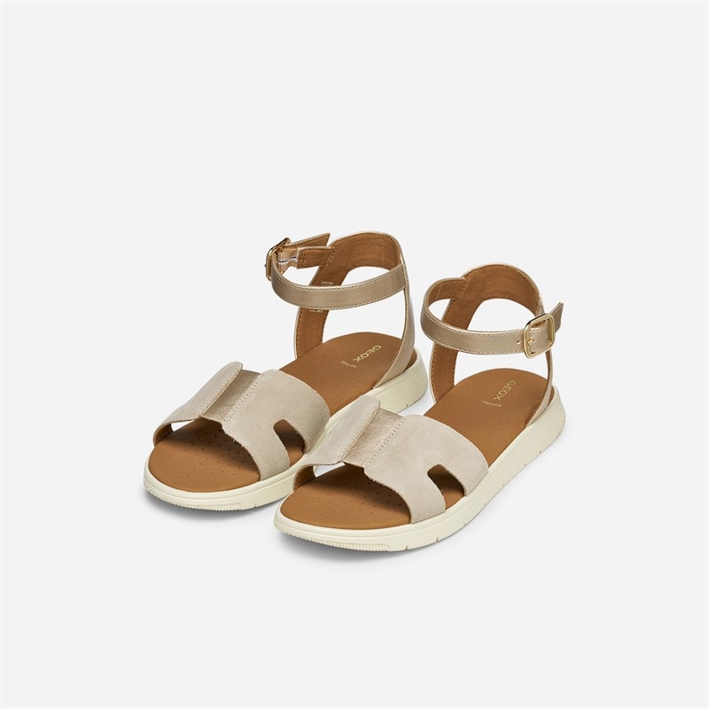 GEOX Dame Dandora Ankelrem Sandaler Lys Guld/Lys Taupe Lt Gold/Lt Taupe - Billede 3