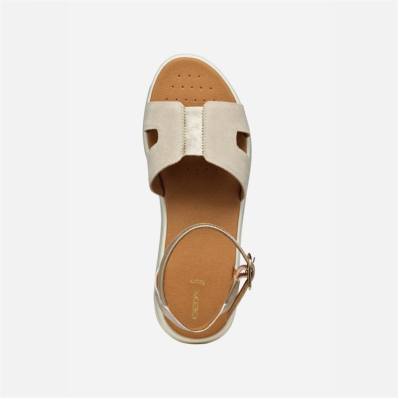 GEOX Dame Dandora Ankelrem Sandaler Lys Guld/Lys Taupe Lt Gold/Lt Taupe - Billede 4