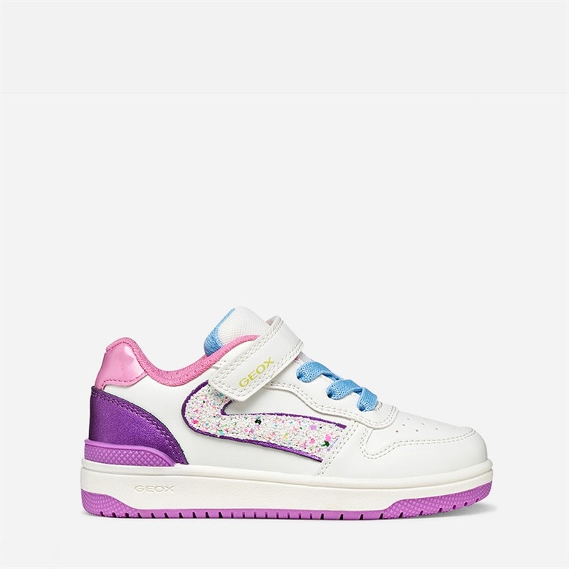 GEOX Junior Piger Washiba Træningssko Hvid/Mørk Lilla Hvid/Dk Purple