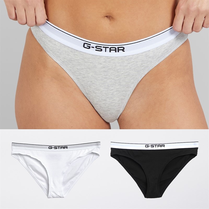 G-STAR Dame tre pak hipster trusser Light Grey Marl/Bright White/Sort - Billede 1