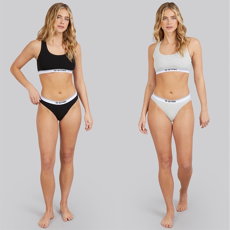 G-STAR Dame to pak racer sportsundertøj Light Grey Marl/Sort - Billede 3