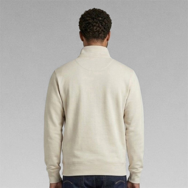 G-STAR Herre halv lynlås sweatshirt Ecru - Billede 2