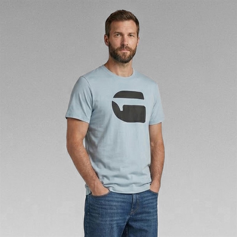 G-STAR Herre Logo Slim T-shirt Ash Blue