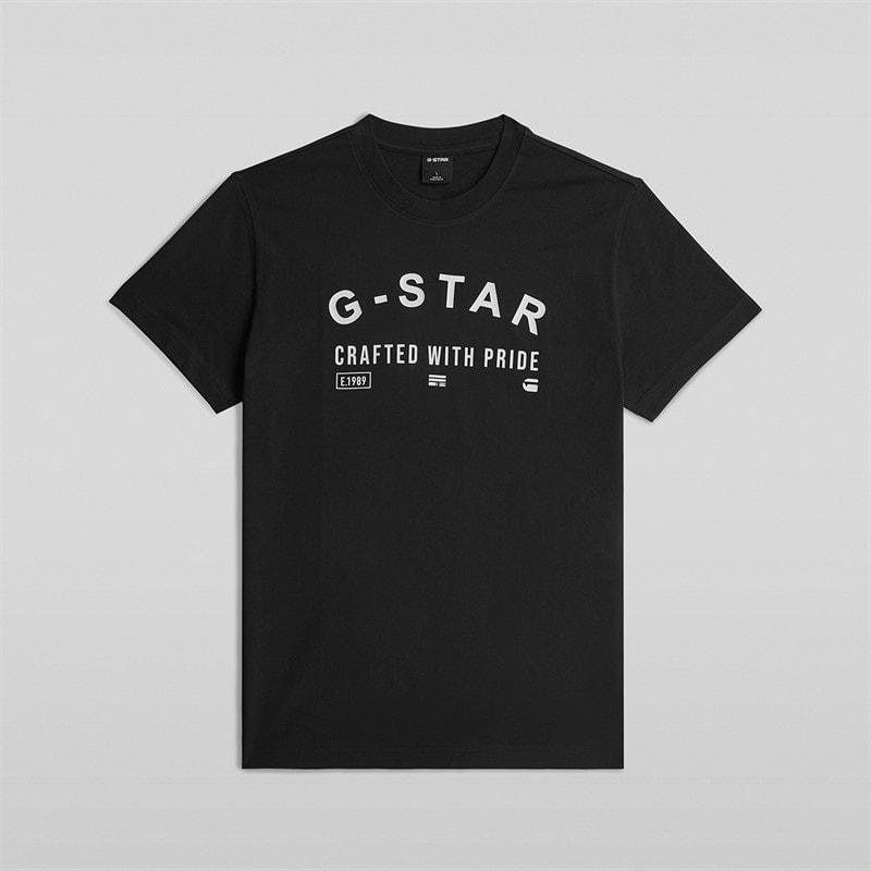 G-STAR Herre Bryst Logo T Shirt Mørk Sort Dk Black - Billede 2