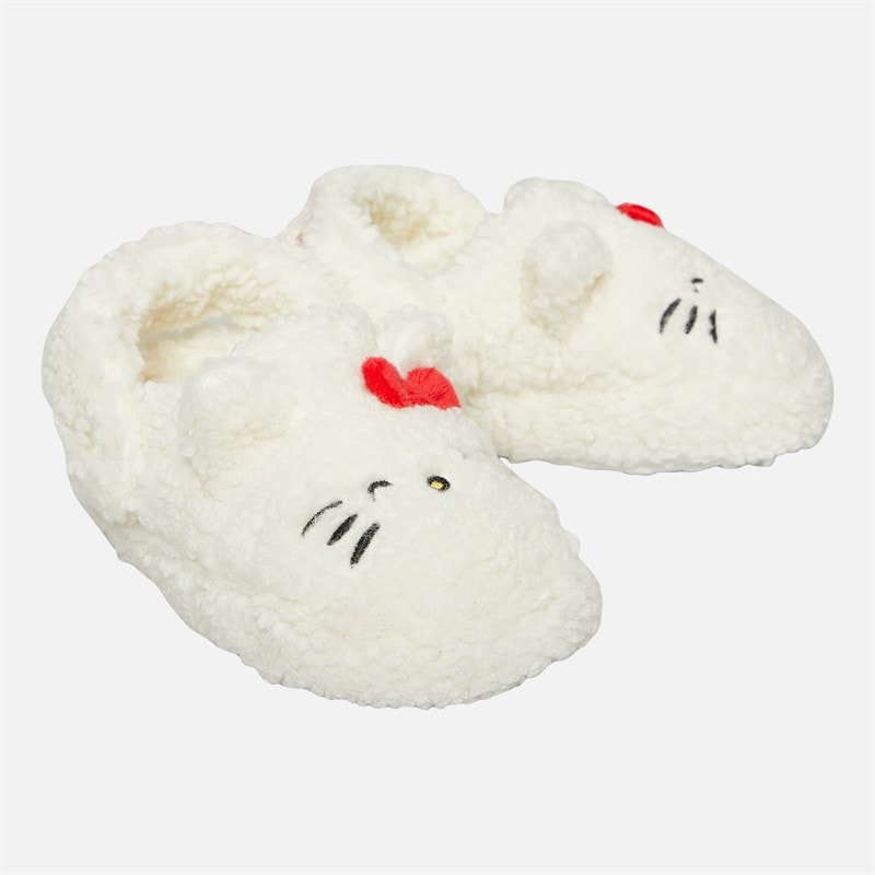 Hello Kitty Piger Hvide Borg Slippers Hvid/Rød