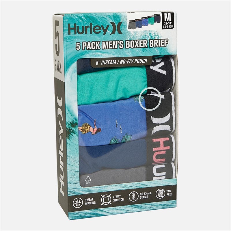 Hurley Herre Regrind Fem Pak Underbukser Blå - Billede 2