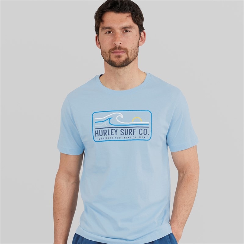 Hurley Herre Wave Grafisk T-shirt Baby Blue