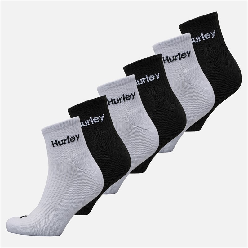Hurley Herre 6-pak Crew Sokker Hvid/Sort - Billede 1
