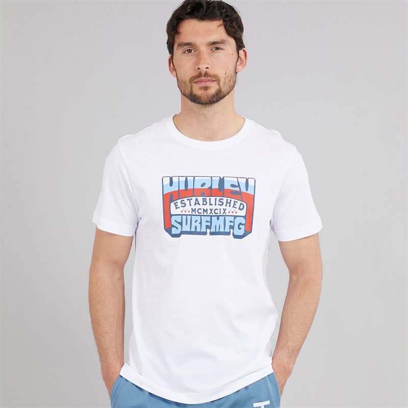 Hurley Herre Traditionel Grafisk T-shirt Hvid - Billede 1