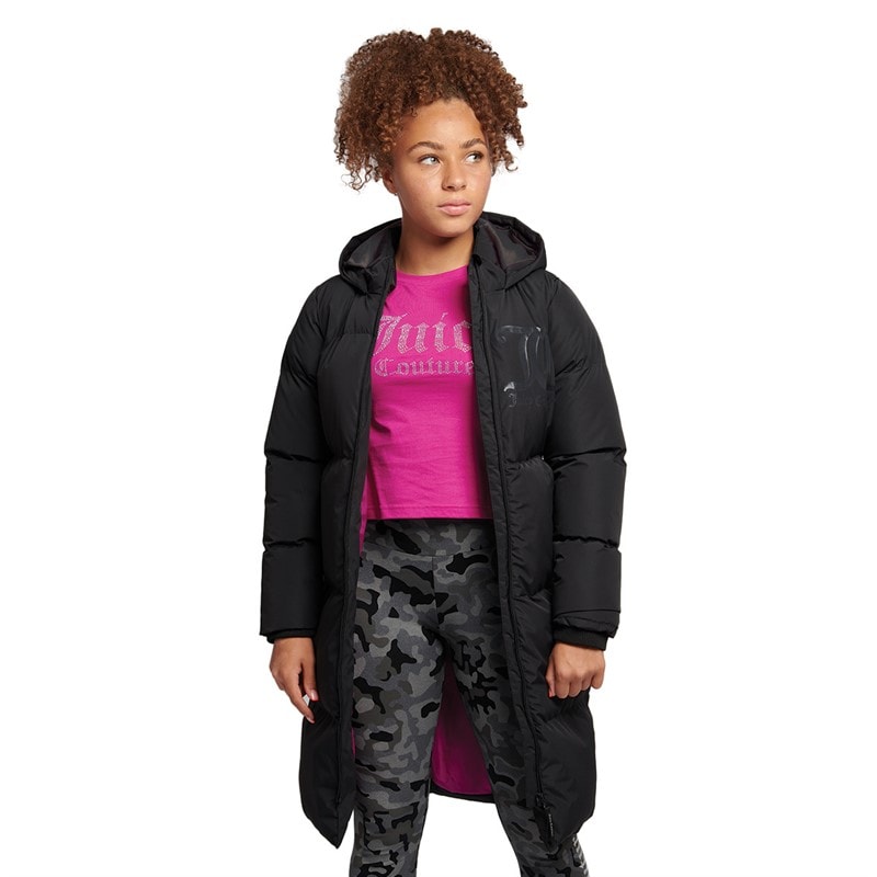 Juicy Couture Piger Lang Pufjakke Sort - Billede 1