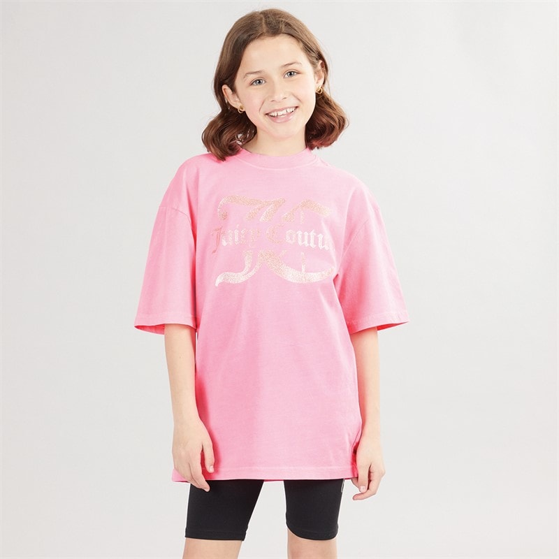 Juicy Couture Piger Jersey T-shirt og cykelshorts sæt Summer Neon Pink - Billede 5