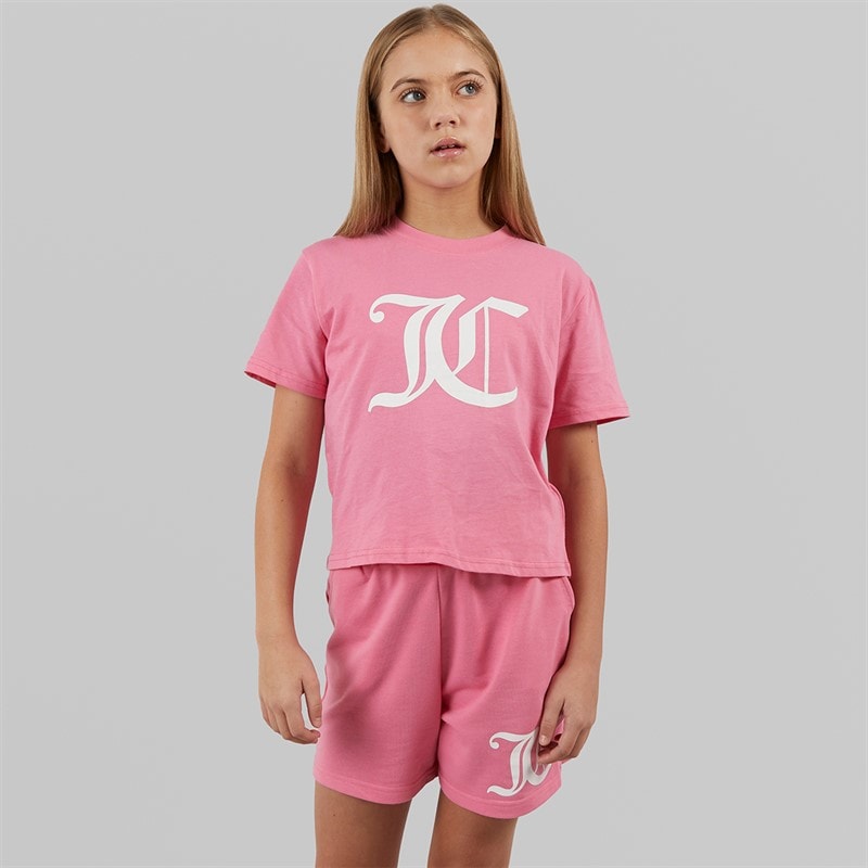 Juicy Couture Piger Cropped T-shirt Og Shorts Sæt Pink - Billede 1