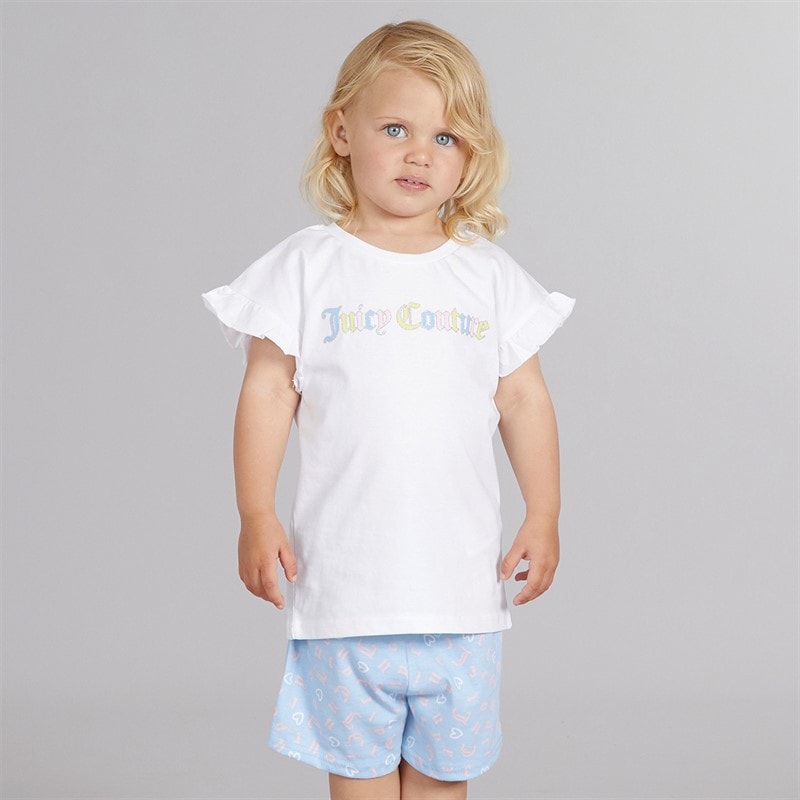 Juicy Couture Piger bogstav flæse t shirt og shorts sæt Powder Blue