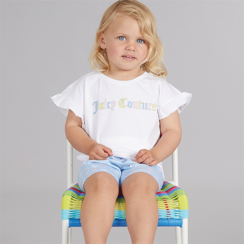 Juicy Couture Piger bogstav flæse t shirt og shorts sæt Powder Blue - Billede 2