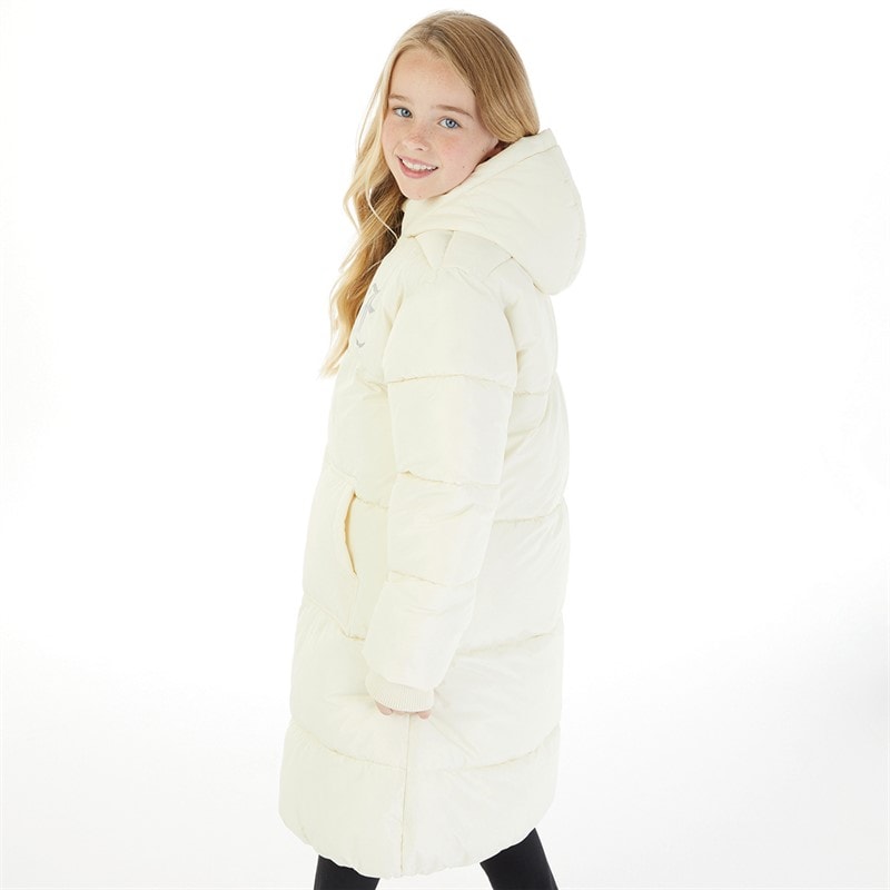 Juicy Couture Piger Lang Linie Puffer Jakke Vanilje Is - Billede 2