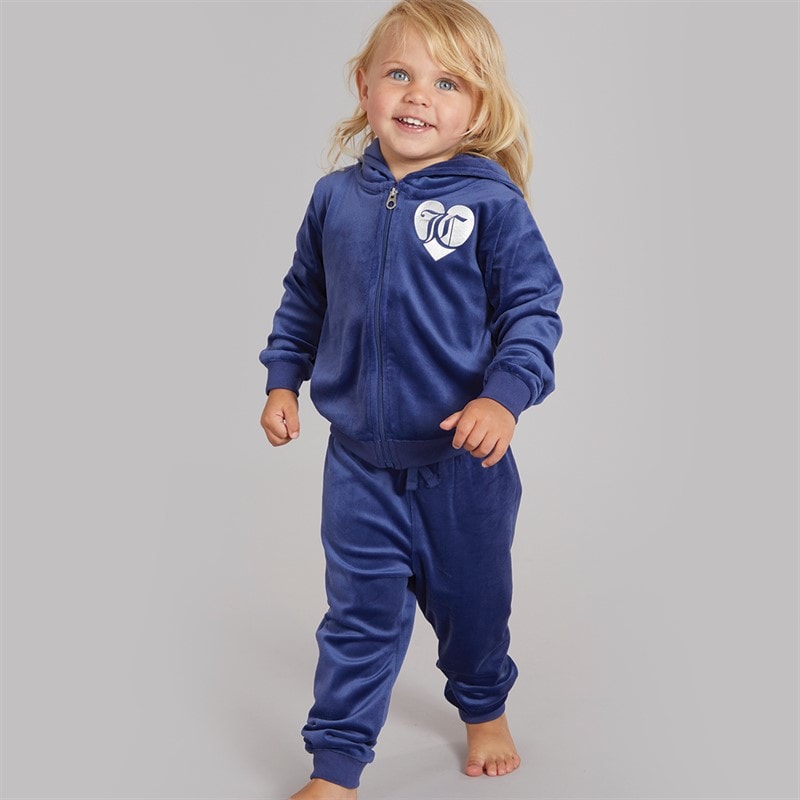 Juicy Couture Baby Piger Velour Hjerte Logo Træningssæt Blåkopi