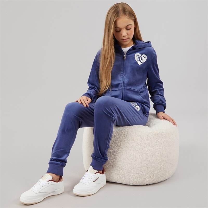 Juicy Couture Piger Velour Hjerte Logo Træningssæt Blå Print
